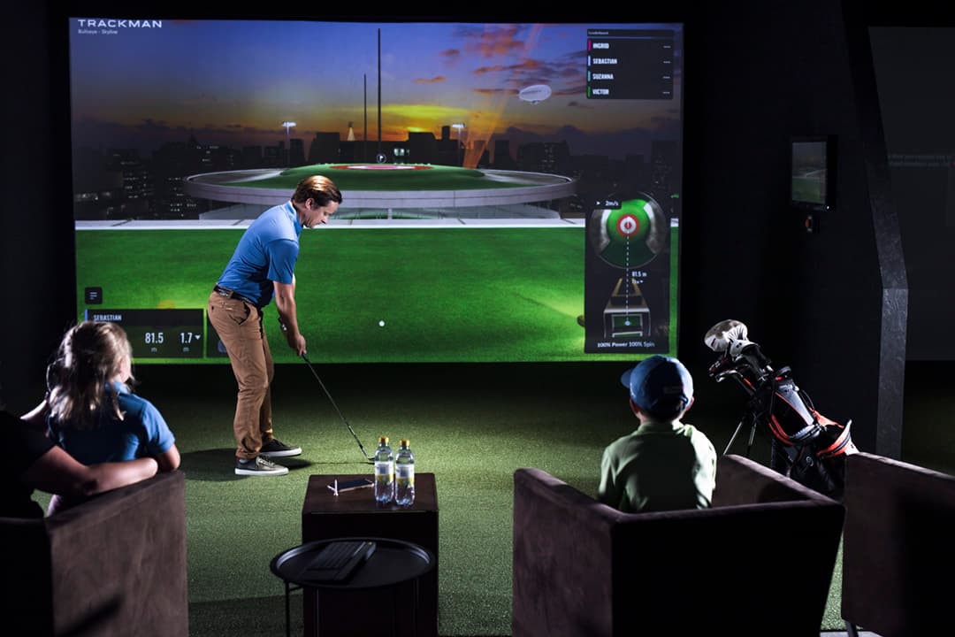 Golfer enjoying simulator and lifestyle balance